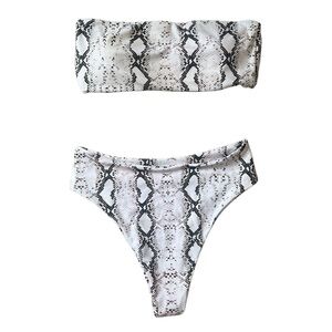 Snakeskin Bandeau High waisted Bikini Set